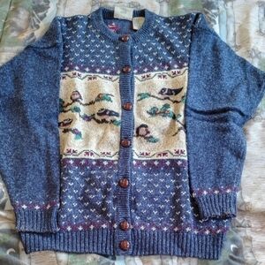 Northern Reflections Blue Cardigan with Bird Design